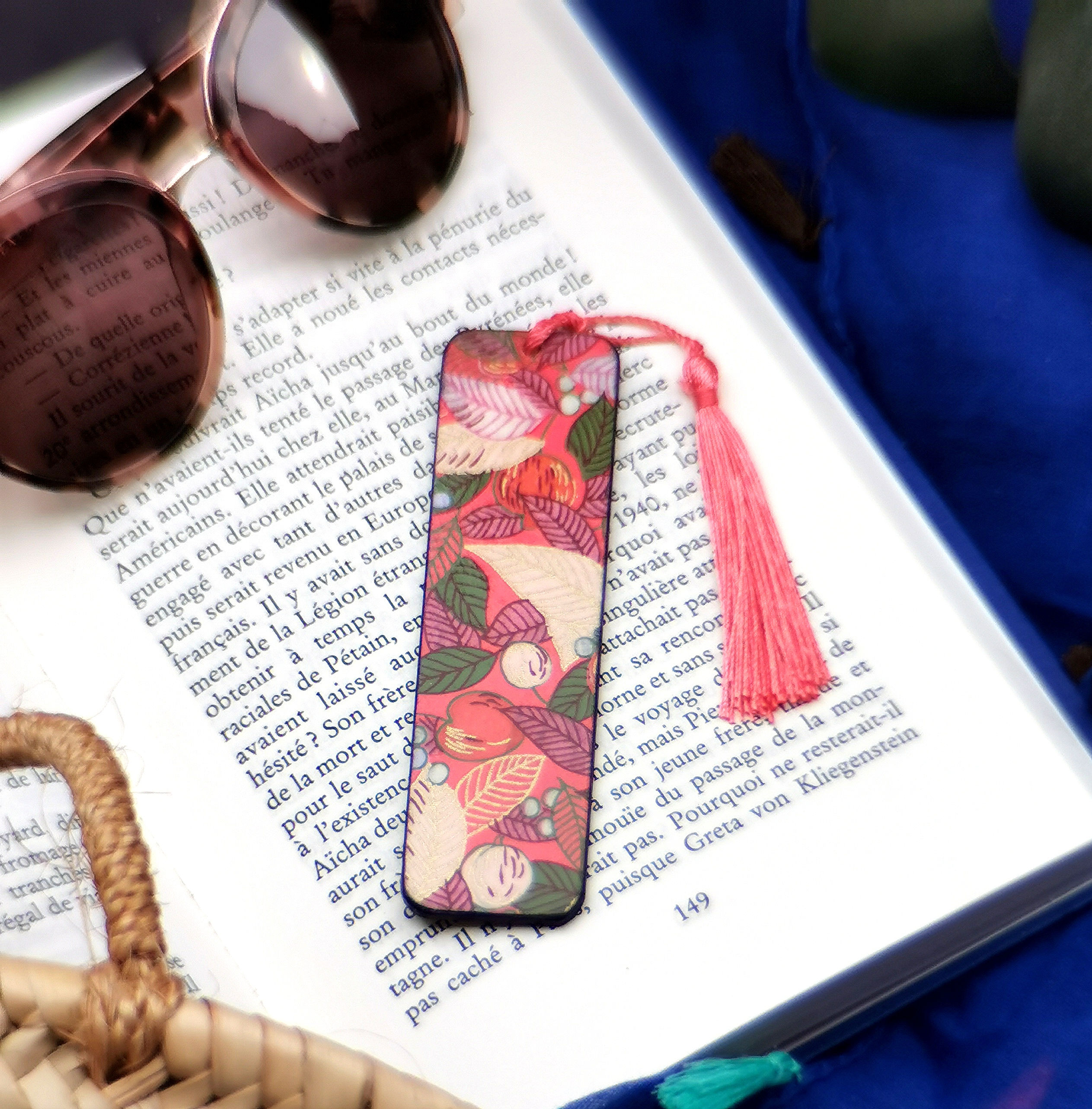 Marque page Feuillage Corail