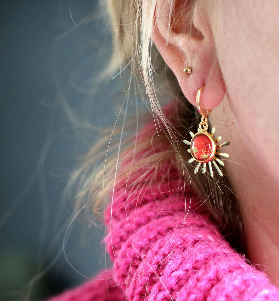 Miniature : Boucles d'oreilles Étincelles Rouge et blanc 