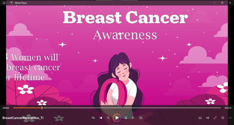 Breast Cancer Awareness with woman hugging pink ribbon awareness month ribbon with pink background and beautiful clouds.