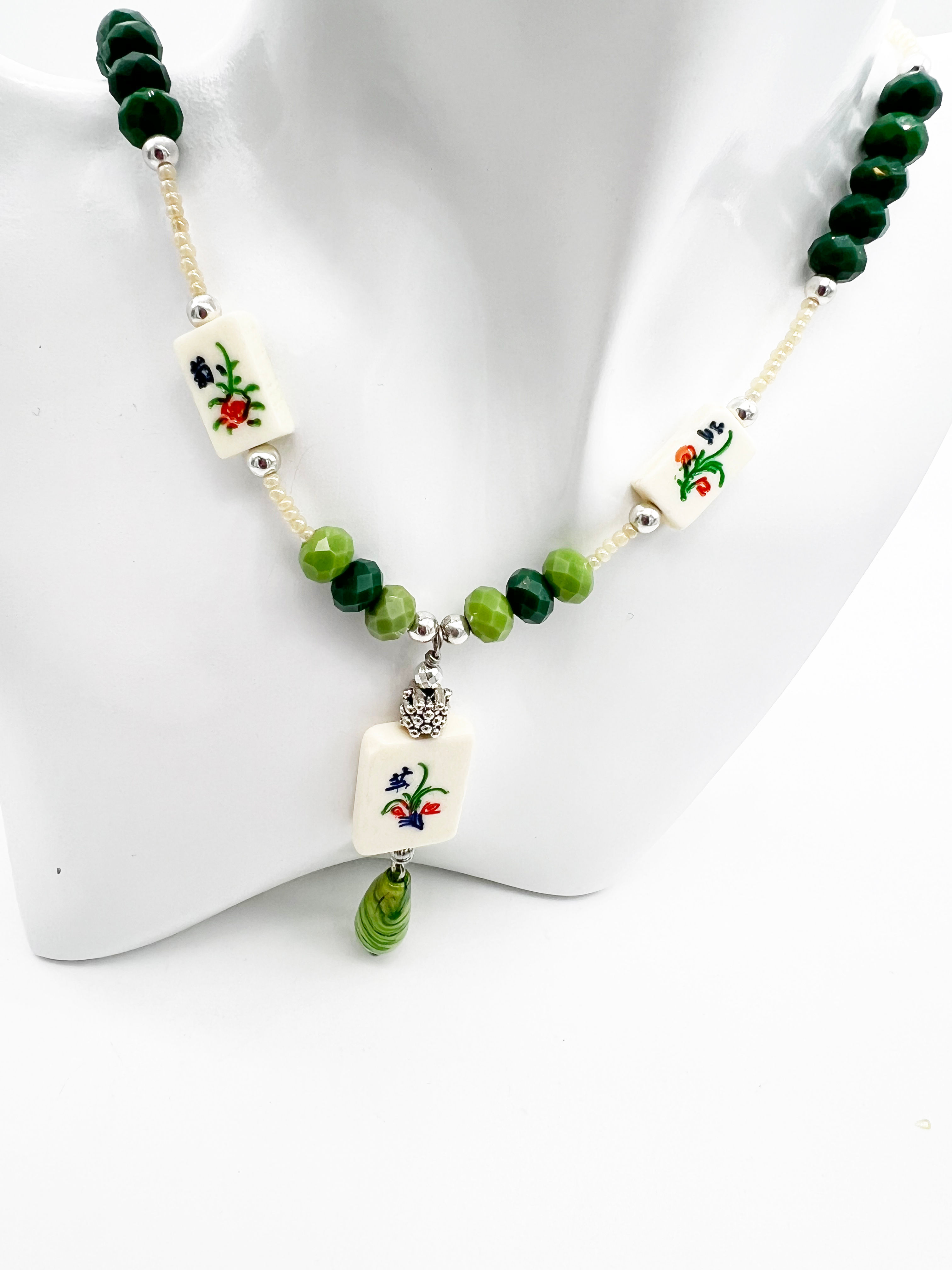 Gehazi Mixed Greens Mahjong Necklace