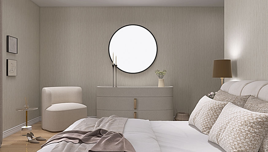 A couple seeking a luxurious and serene bedroom retreat with a focus on soft, elegant design elements. They desired a room that exuded comfort and sophistication, creating a peaceful oasis for rest and relaxation.