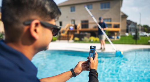 Pool water testing and pool cleaning