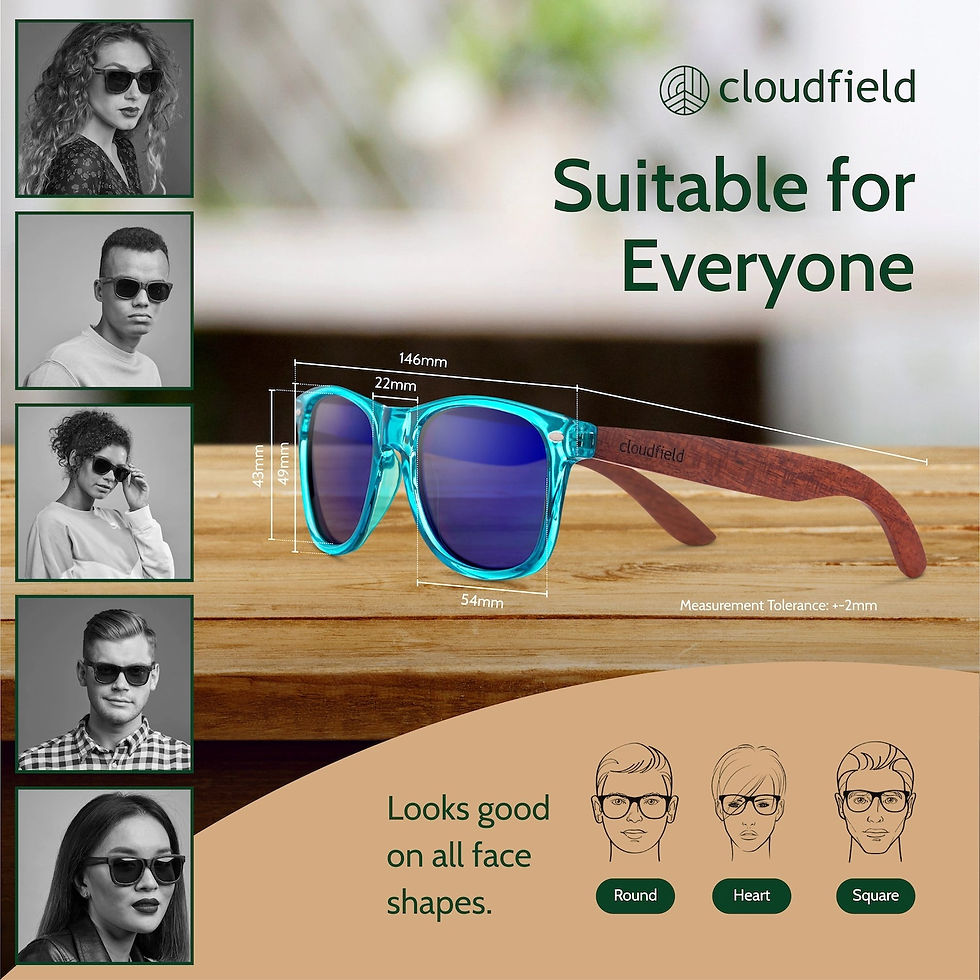 Thumbnail: Cloudfield Unisex Polarized Wood Sunglasses - Ocean Blue