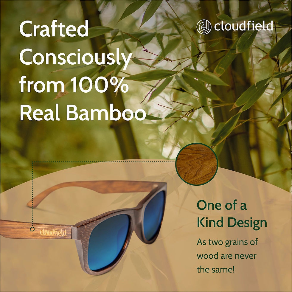 Thumbnail: Cloudfield Unisex Polarized Wood Sunglasses - Blue