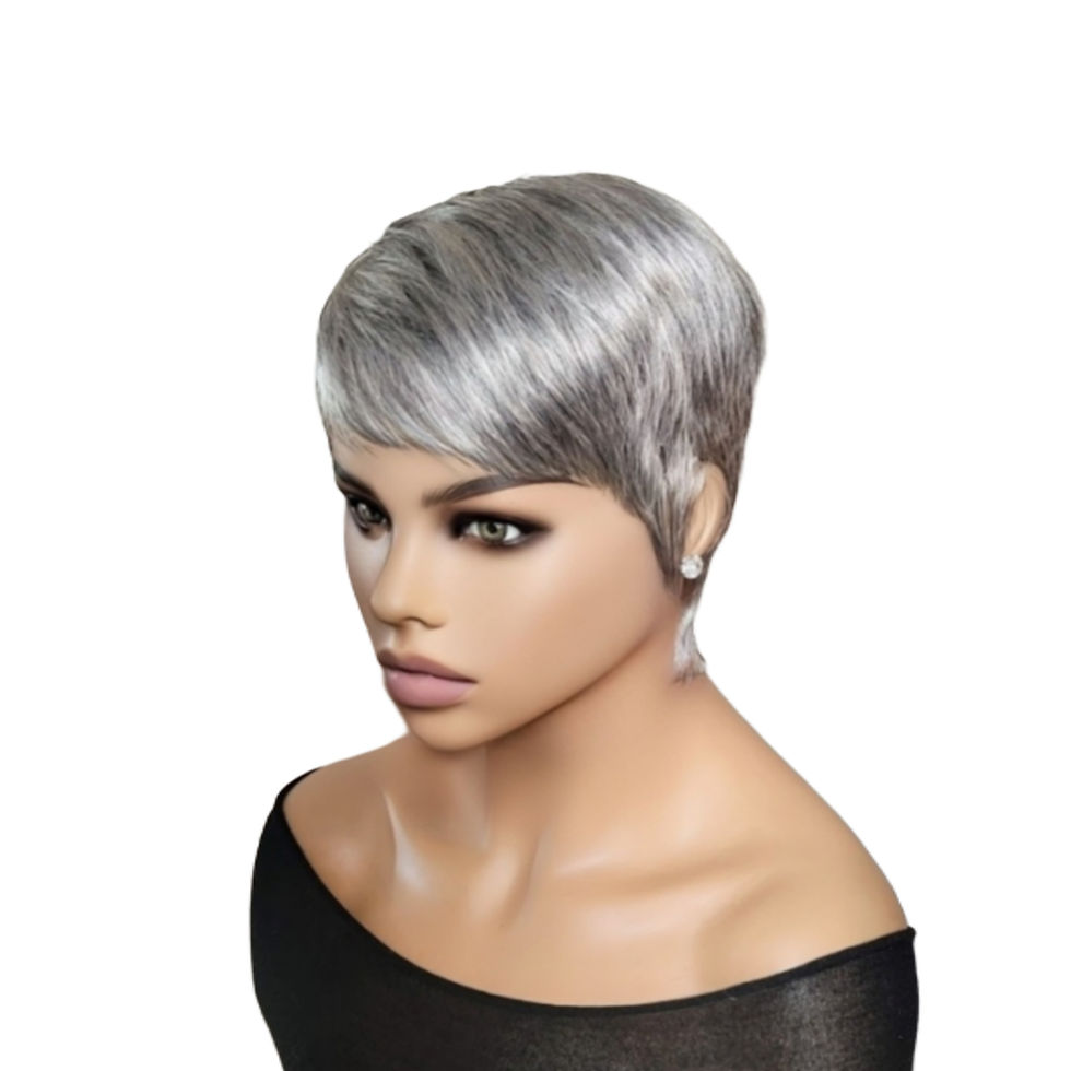 Thumbnail: PAULA -  SALT AND PEPPER GLUELESS WIG 100%HUMAN HAIR