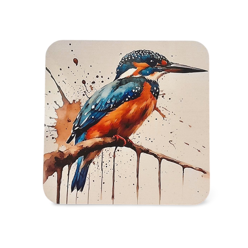 Thumbnail: Kingfisher Watercolour Mug, Hand Printed Ceramic, Optional Coaster