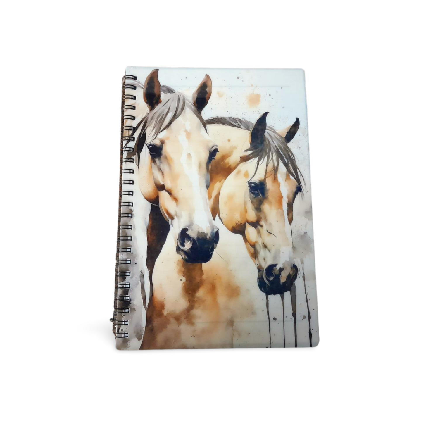 Palomino & Grey Horse Heads Watercolour Style Lined Notebook
