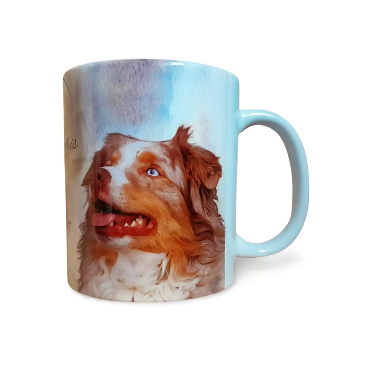 Border Collie (Red Merle) Dog Mug, Hand Printed Ceramic, Optional Coaster