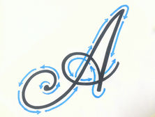 Freestyle drawing of the letter A in Copperplate
