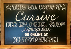 Chalkboard ad for cursive