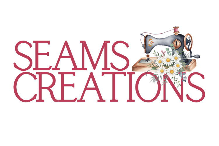 Seams Creations Main Logo in pink with white daisies