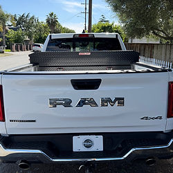 Clean white Ram pickup truck rear