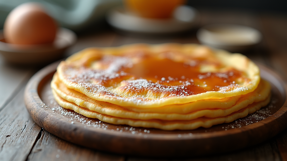 Plan rapproché d'une crêpe bretonne garnie de caramel au beurre salé