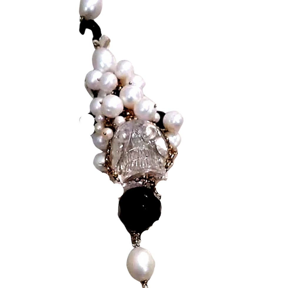 pulsera plata oro perlas calabera cristal de roca