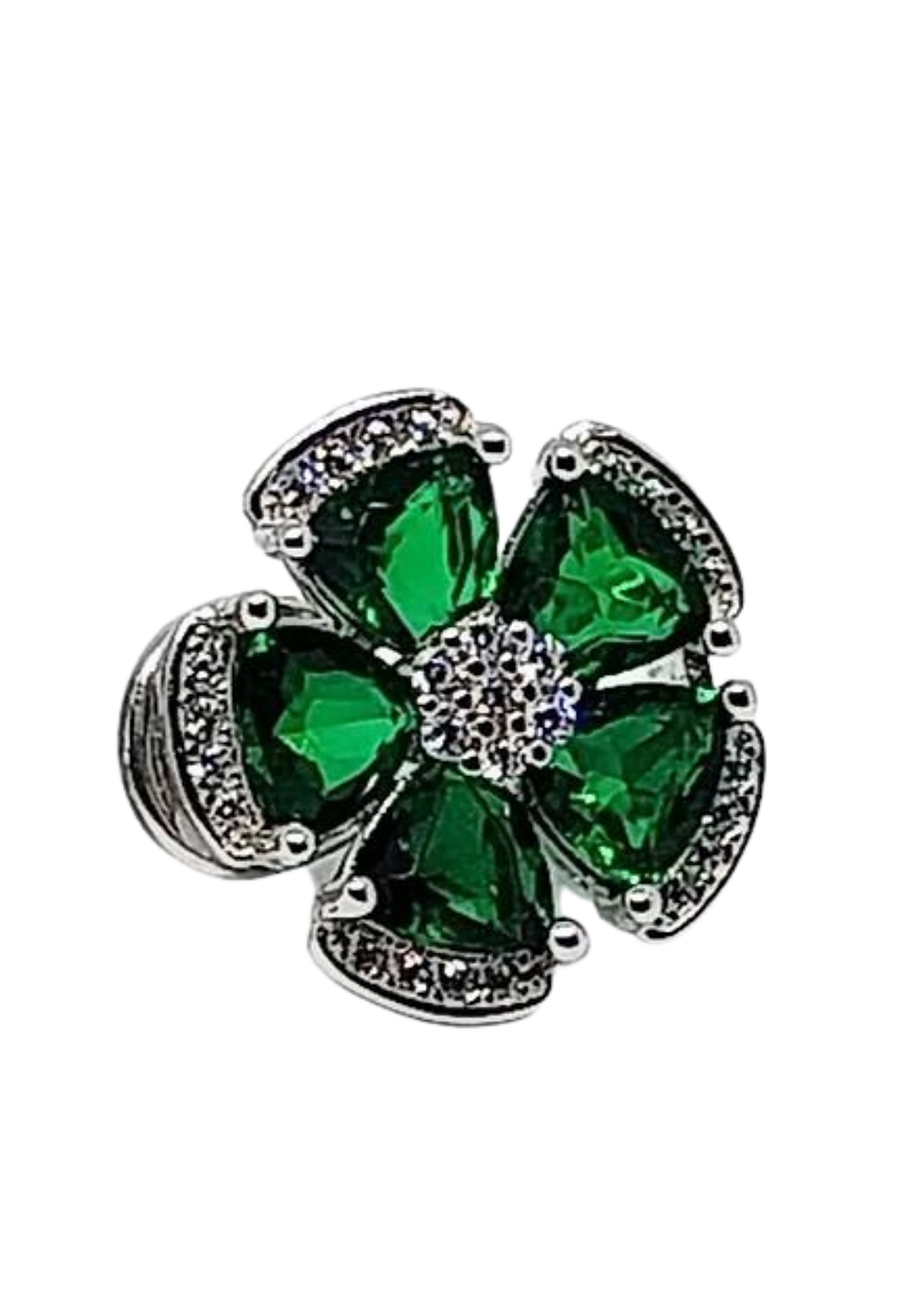 Miniatura: pendientes plata flor piedras color   verde