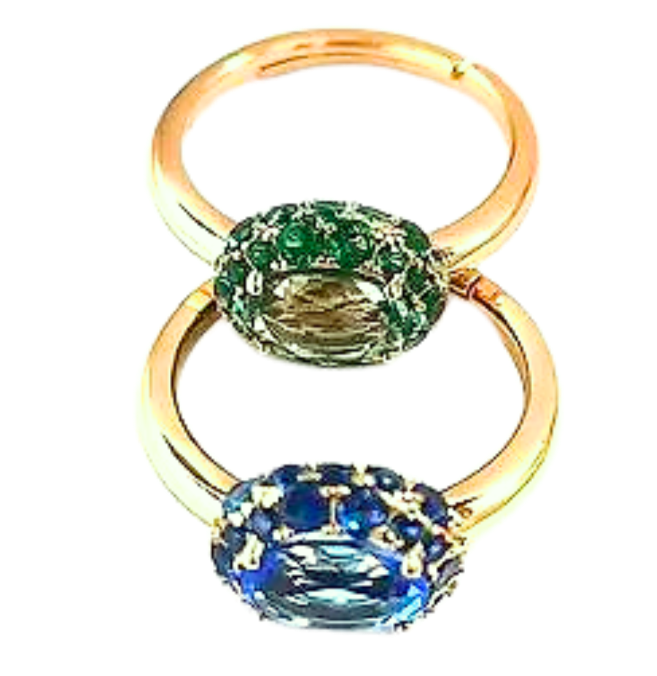 anillos plata oro circonitas color centro oval verde azul