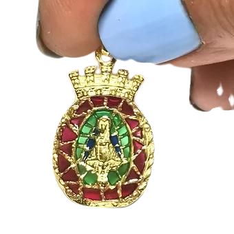 colgante plata oro virgen Covadonga esmaltes color 