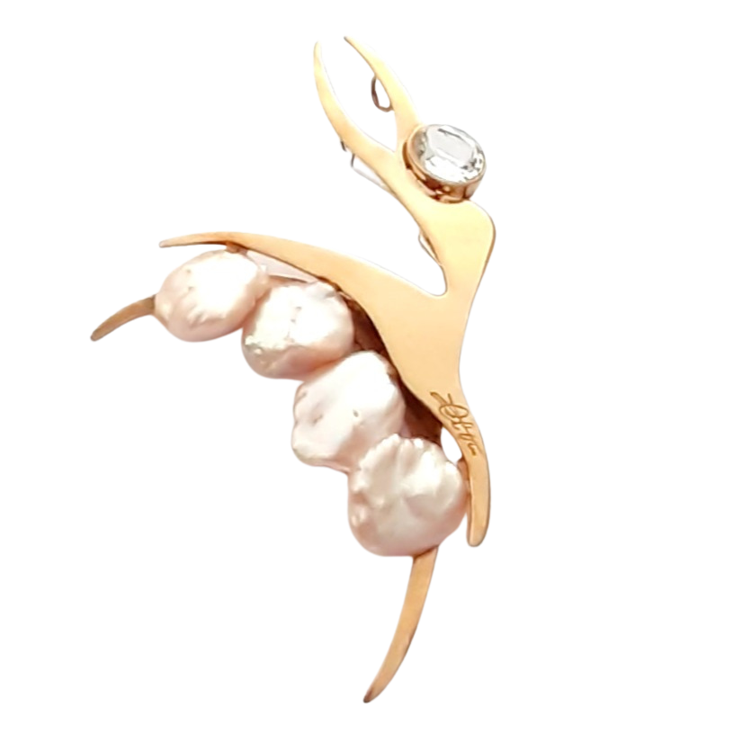 colgante plata oro bailarina perlas