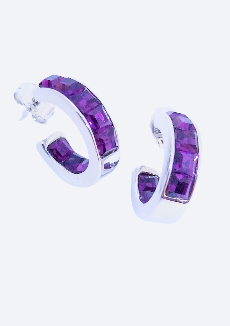 Miniatura: pendientes plata aros color pequeños amatistas