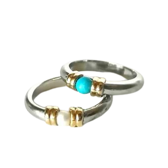 anillo acero y oro turquesa o perla
