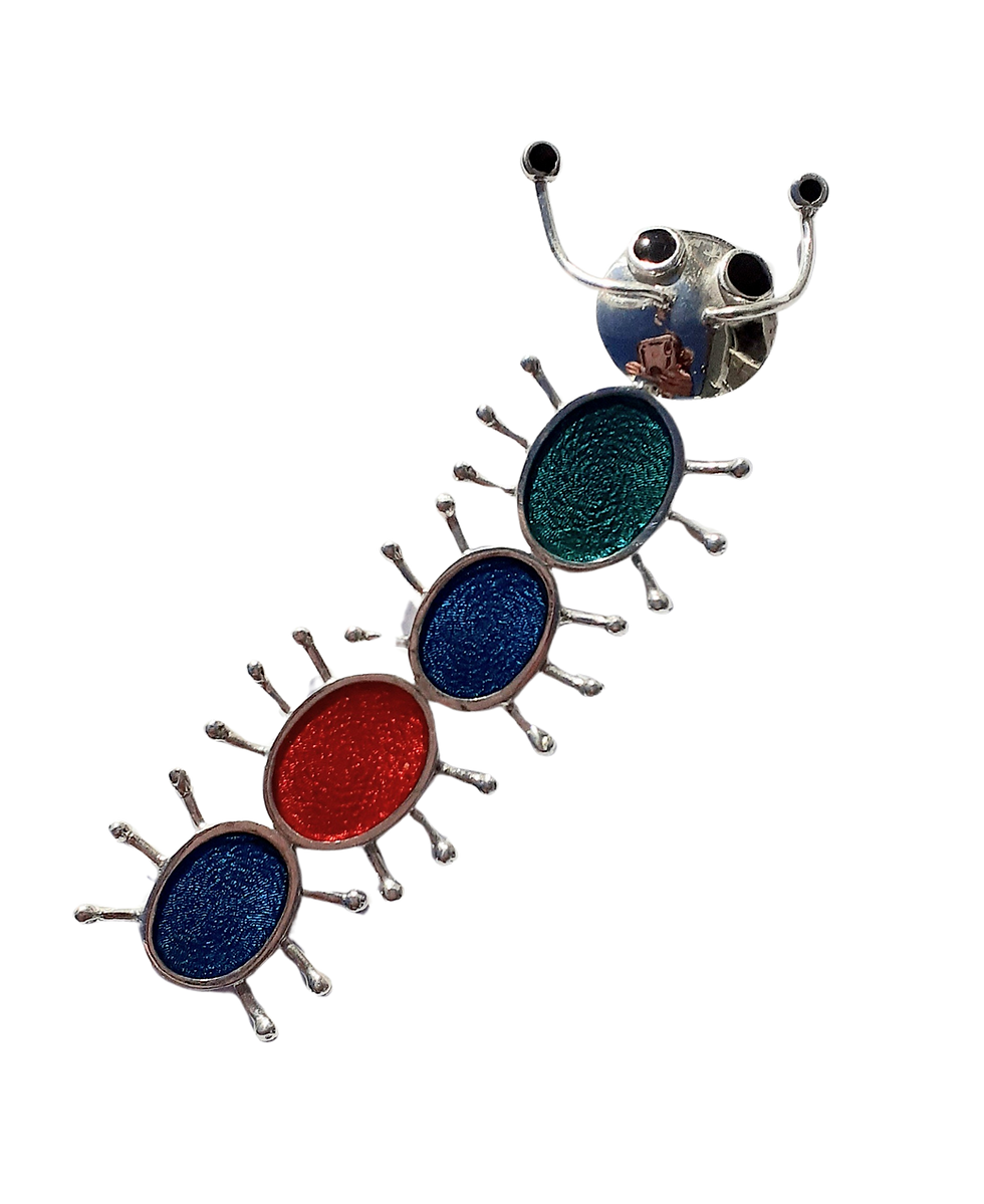 colgante ciempiés plata colores esmaltes