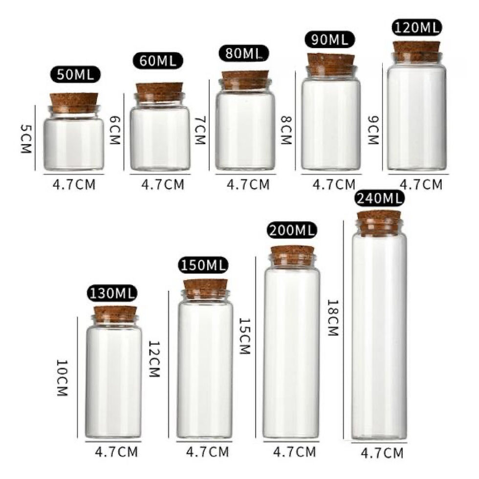 Thumbnail: 47mm glass vials with cork