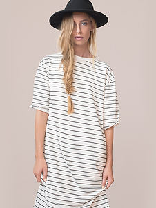 Model in Striped Dress