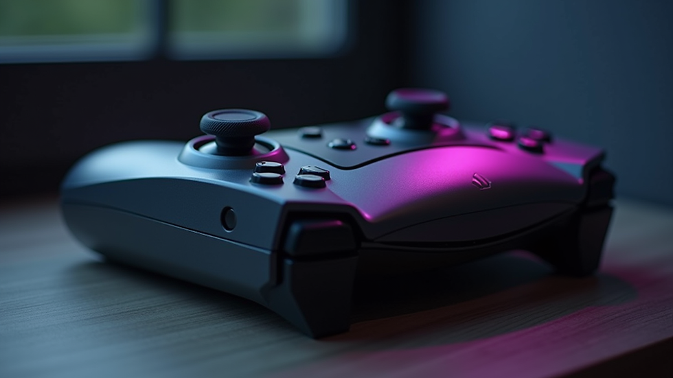 Close-up view of a gaming console with a unique design