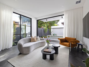 white sheer curtains in modern decor living room