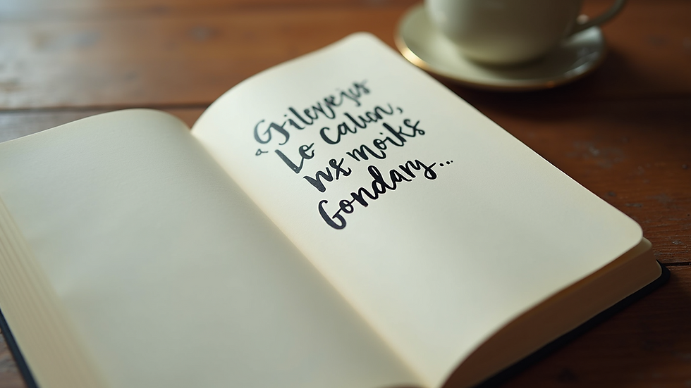 Close-up of an open journal with handwritten affirmations