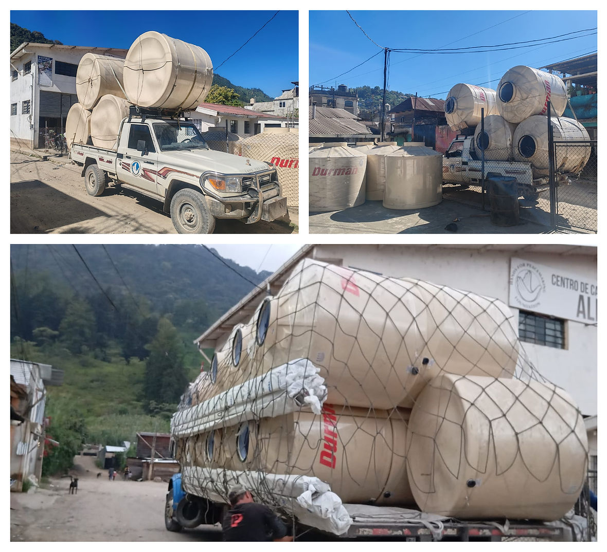 Tanks enroute to the campus - the final portion of the trip is done with the smaller Land Cruisers four at a time