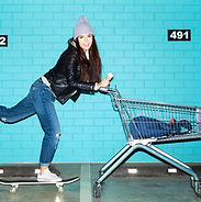 Woman Skateboard Shopping