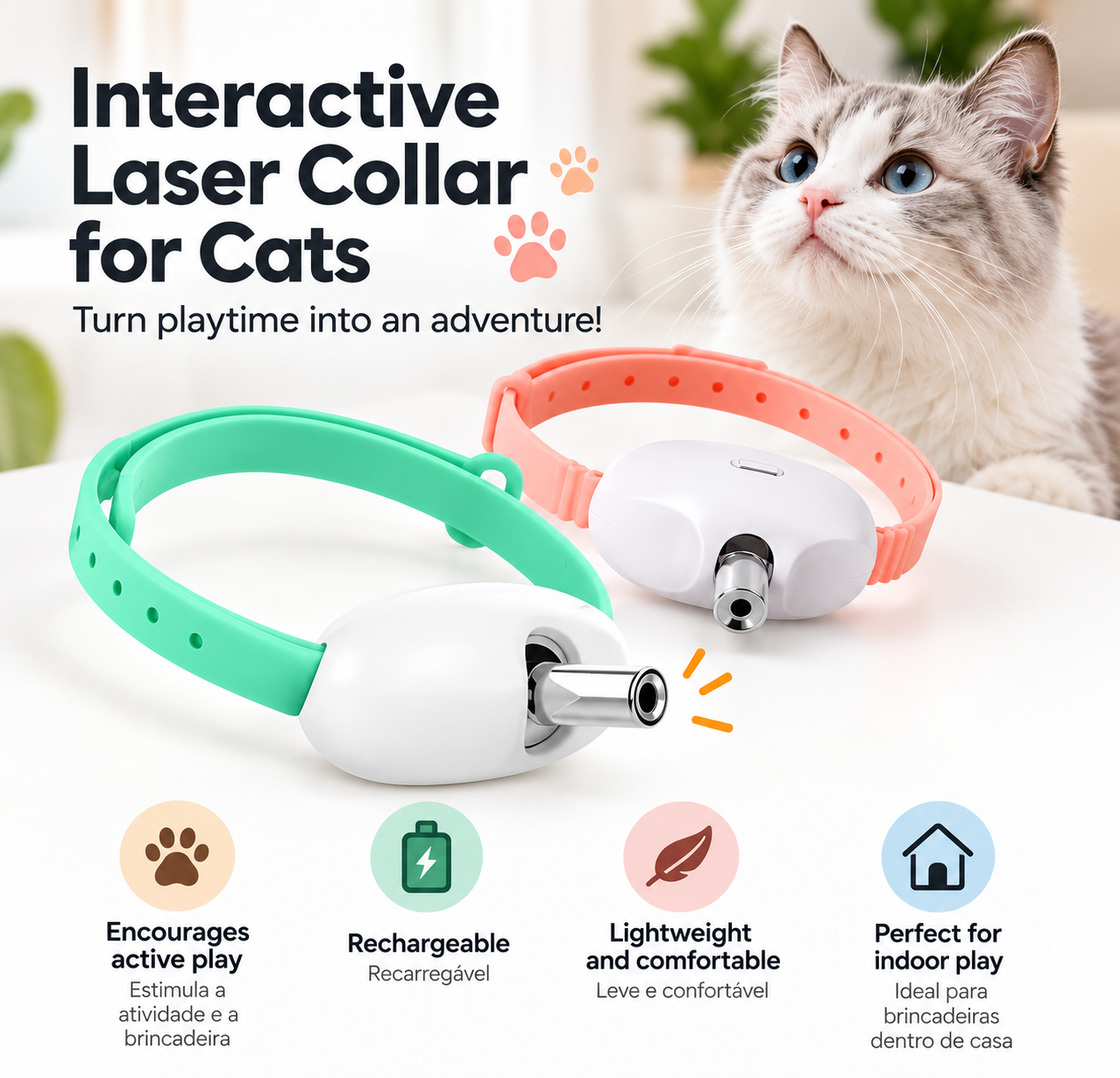 Rechargeable Laser Collar for Cats