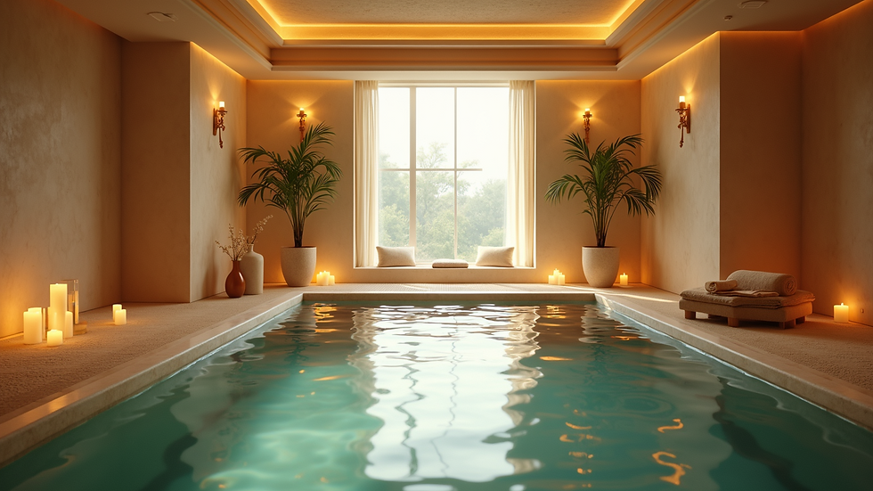 High angle view of a serene spa ambience interior