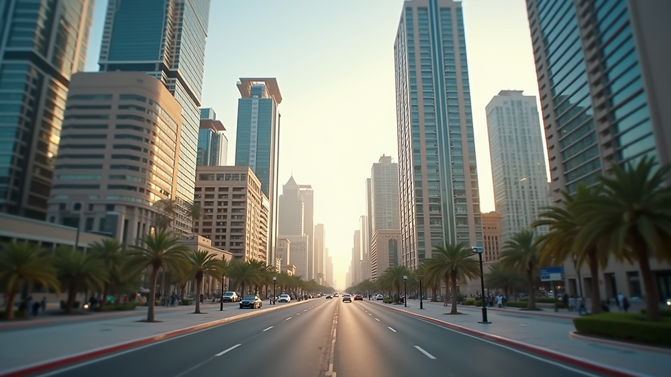 Wide angle view of modern Saudi cityscape