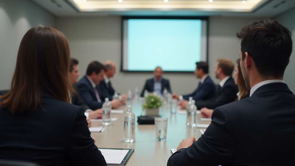 Wide angle view of a business conference