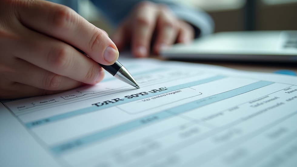 Close-up view of a tax document being reviewed