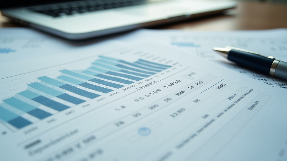 Close-up view of a financial document with calculations