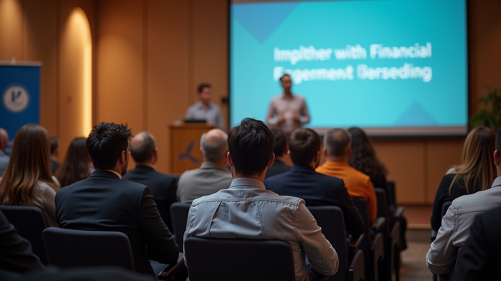 High-angle view of a financial planning seminar