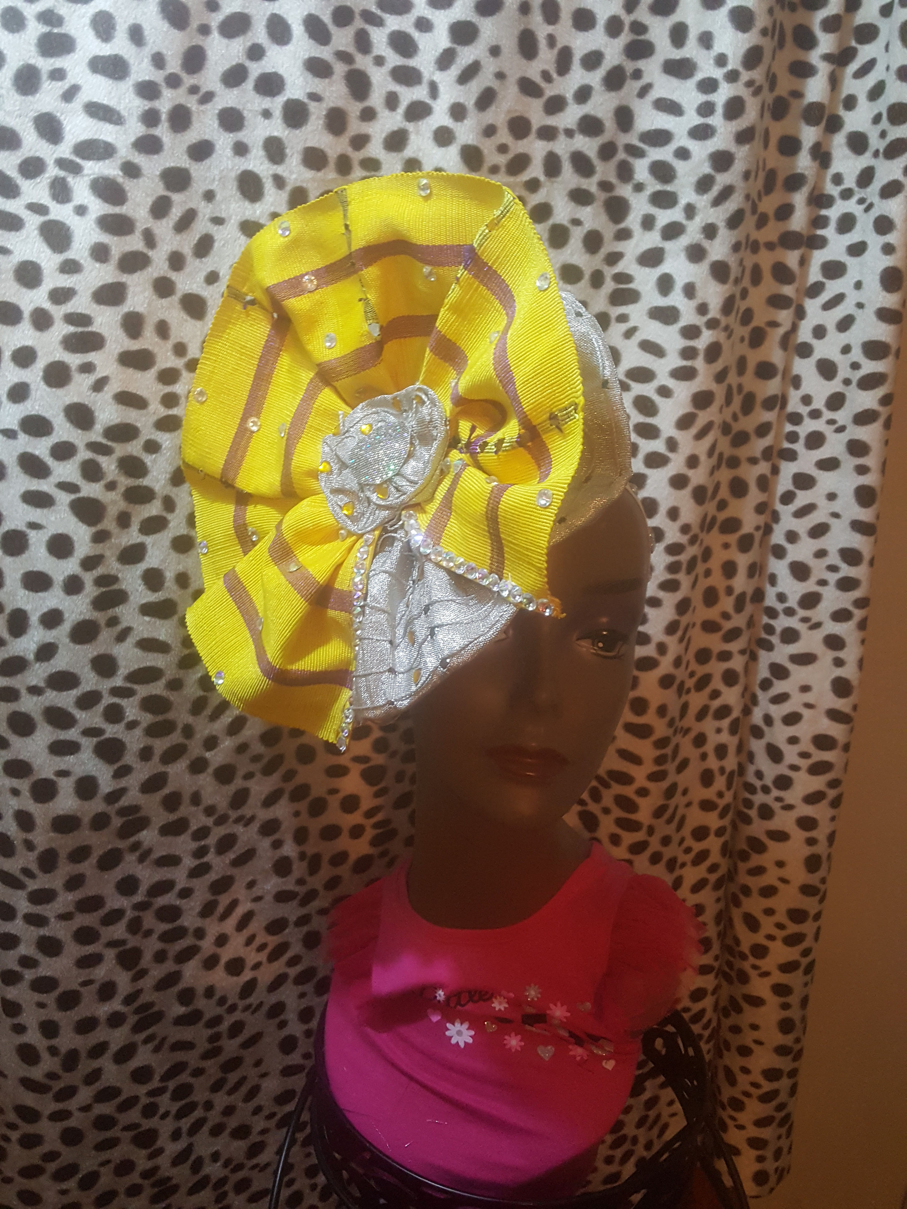 Anike yellow and silver headpiece