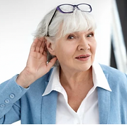 Woman with hearing loss with an ear infection