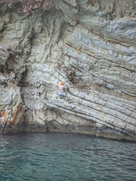Free climbing with a boat - Private Motor Boat Charters | Corfu extreme sports