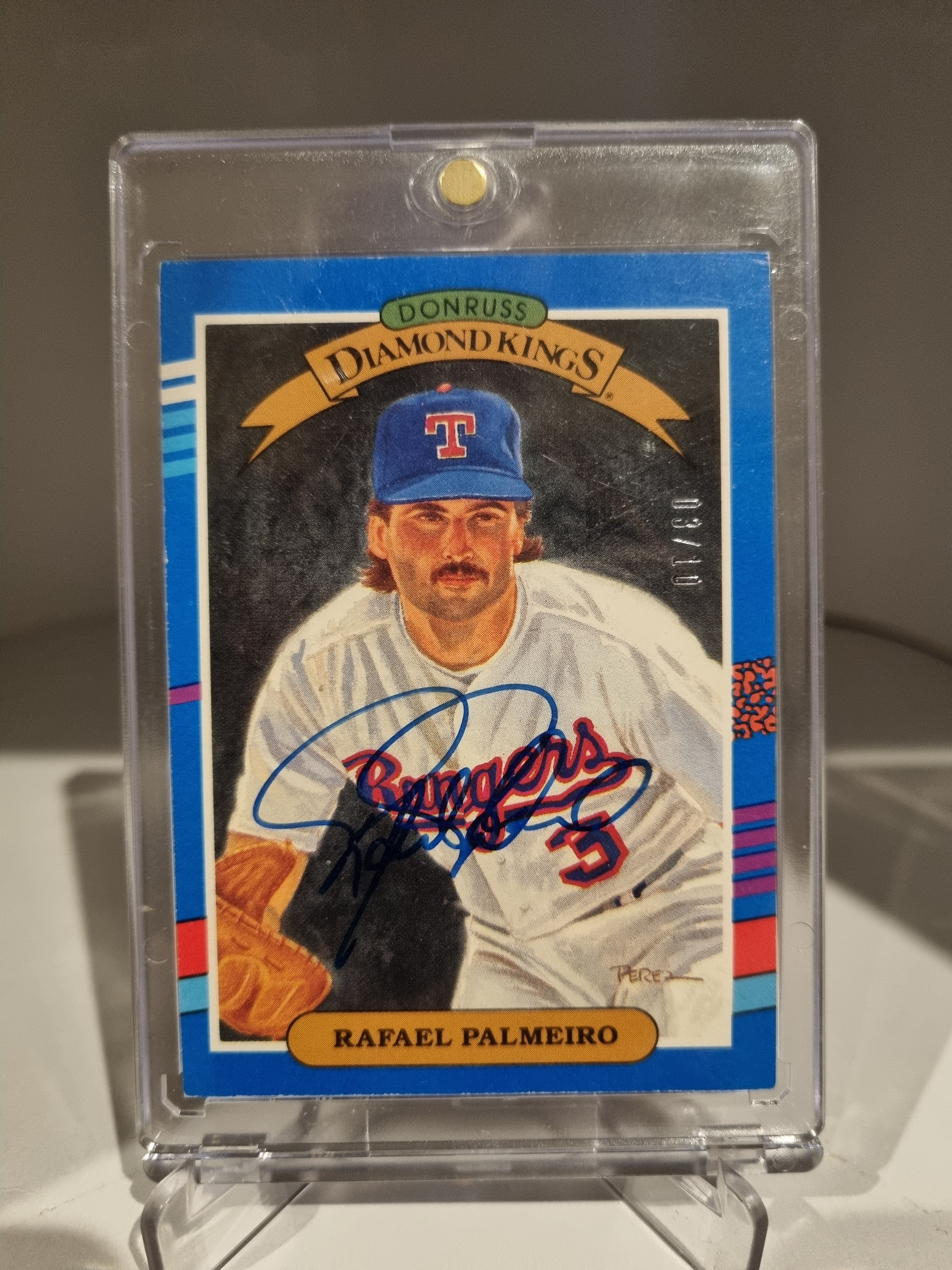 Rafael Palmeiro - 1990 Donruss Diamond Kings Signed 3/10