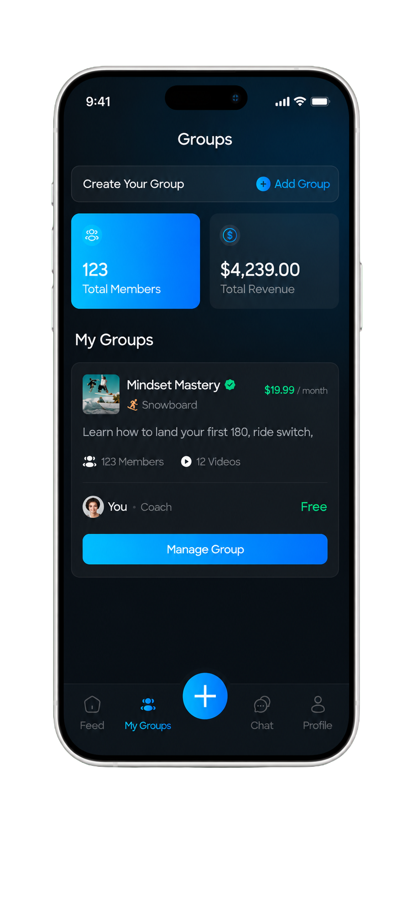 The Pocket Coach coaching app running on a phone