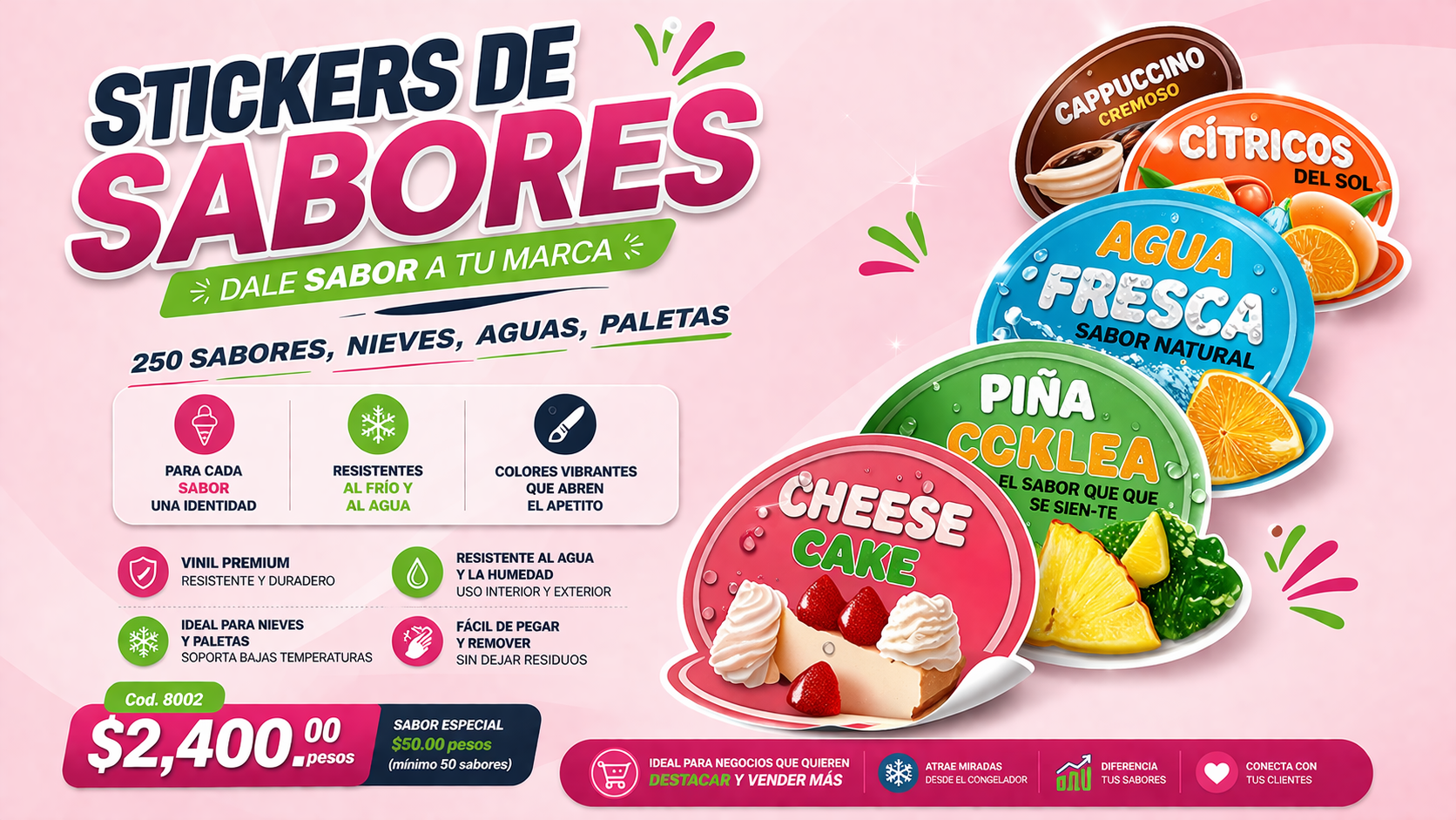 stickers de sabores para neveria