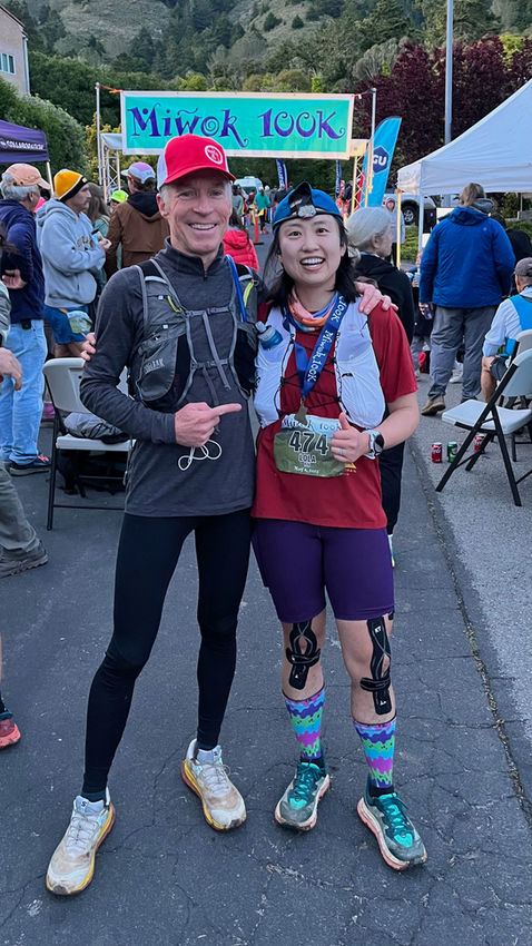 Brian with a finisher after the Miwok 100k