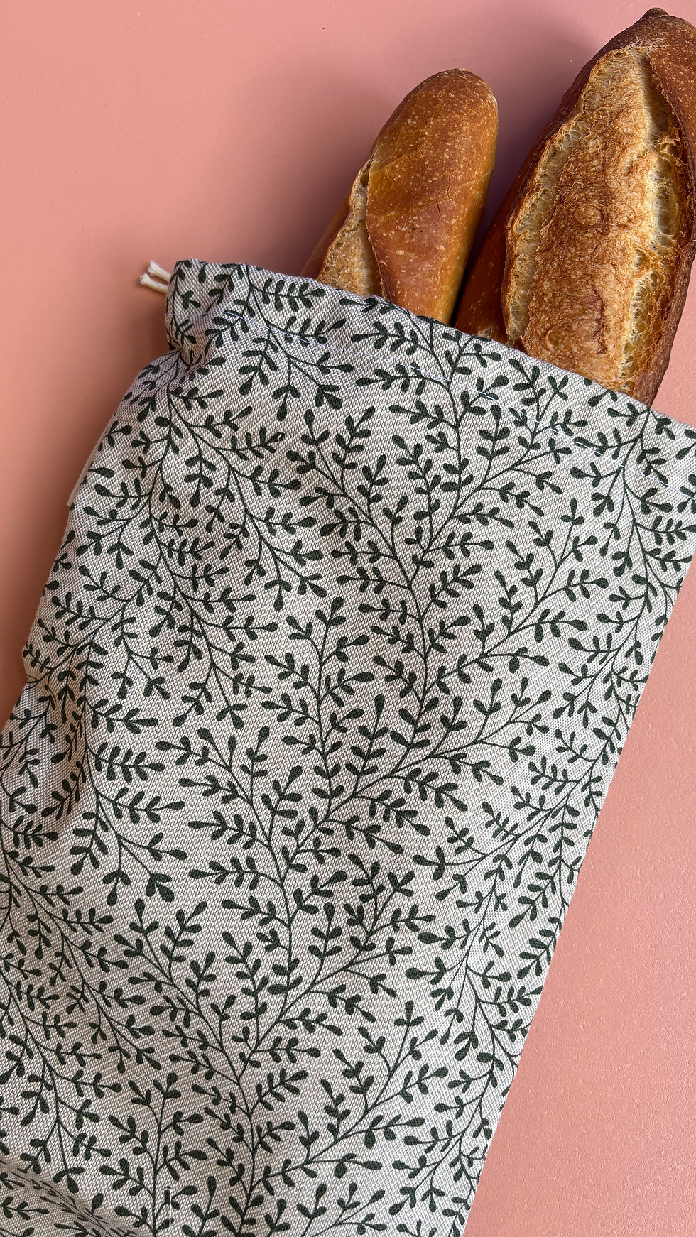 Sac à baguette long en coton pour courses à la boulangerie