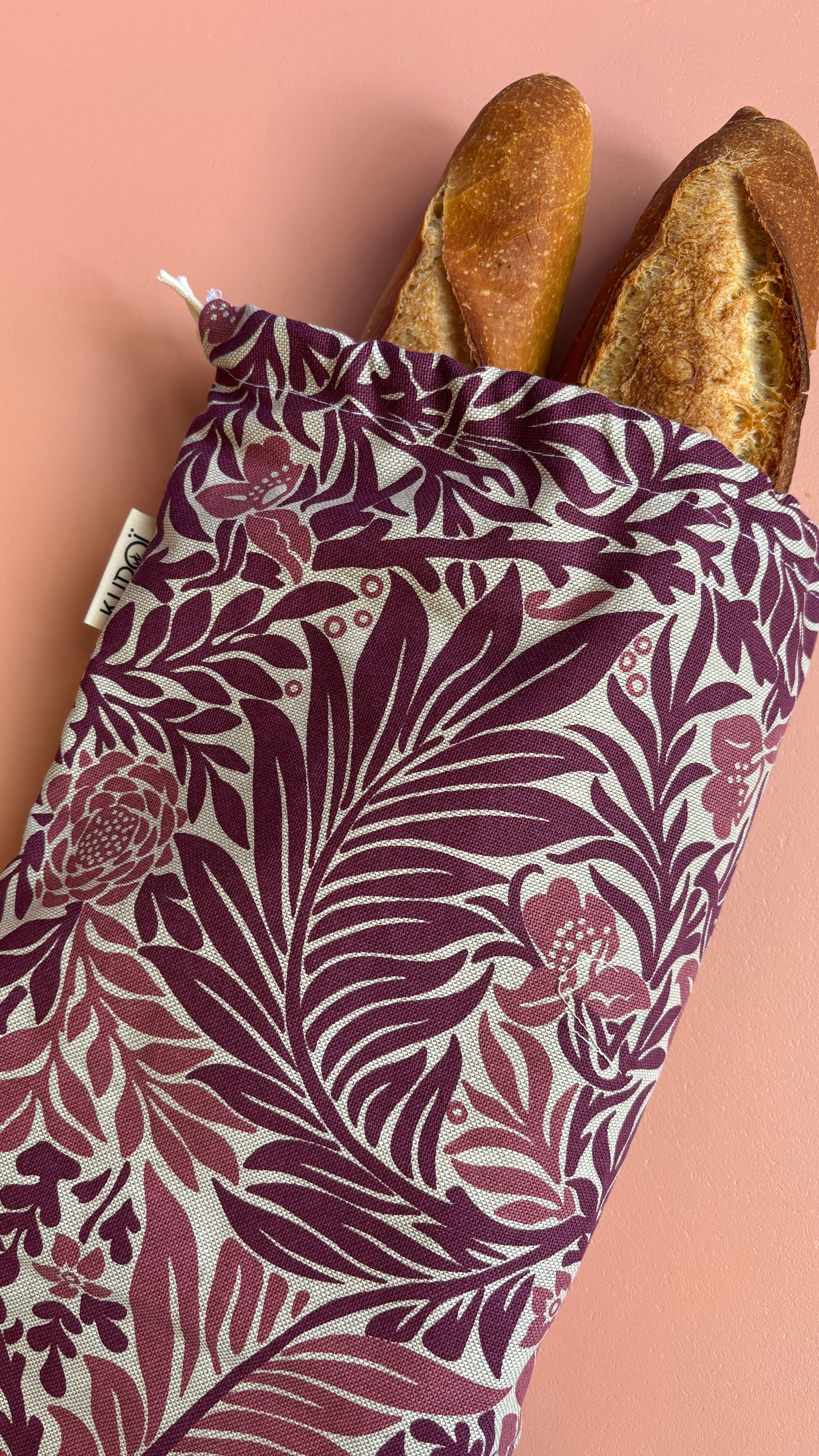 Sac à baguette en tissu réutilisable pour transporter du pain
