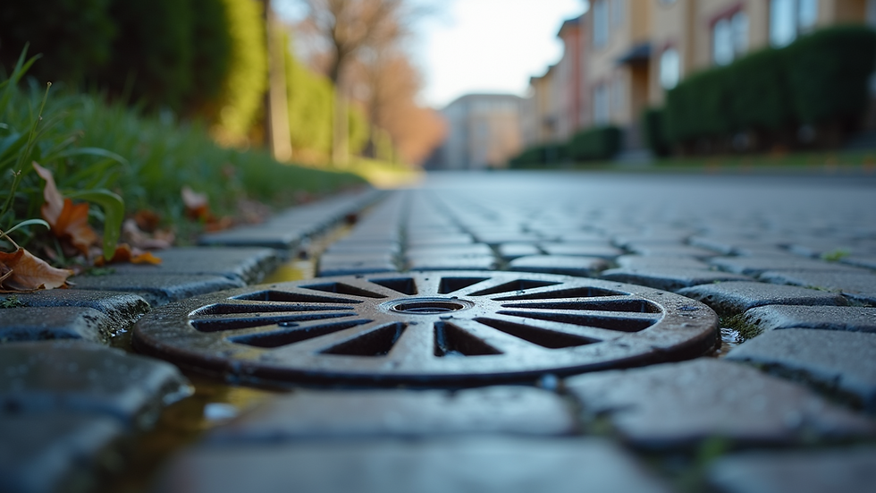 Eye-level view of a clean and well-maintained drain cover