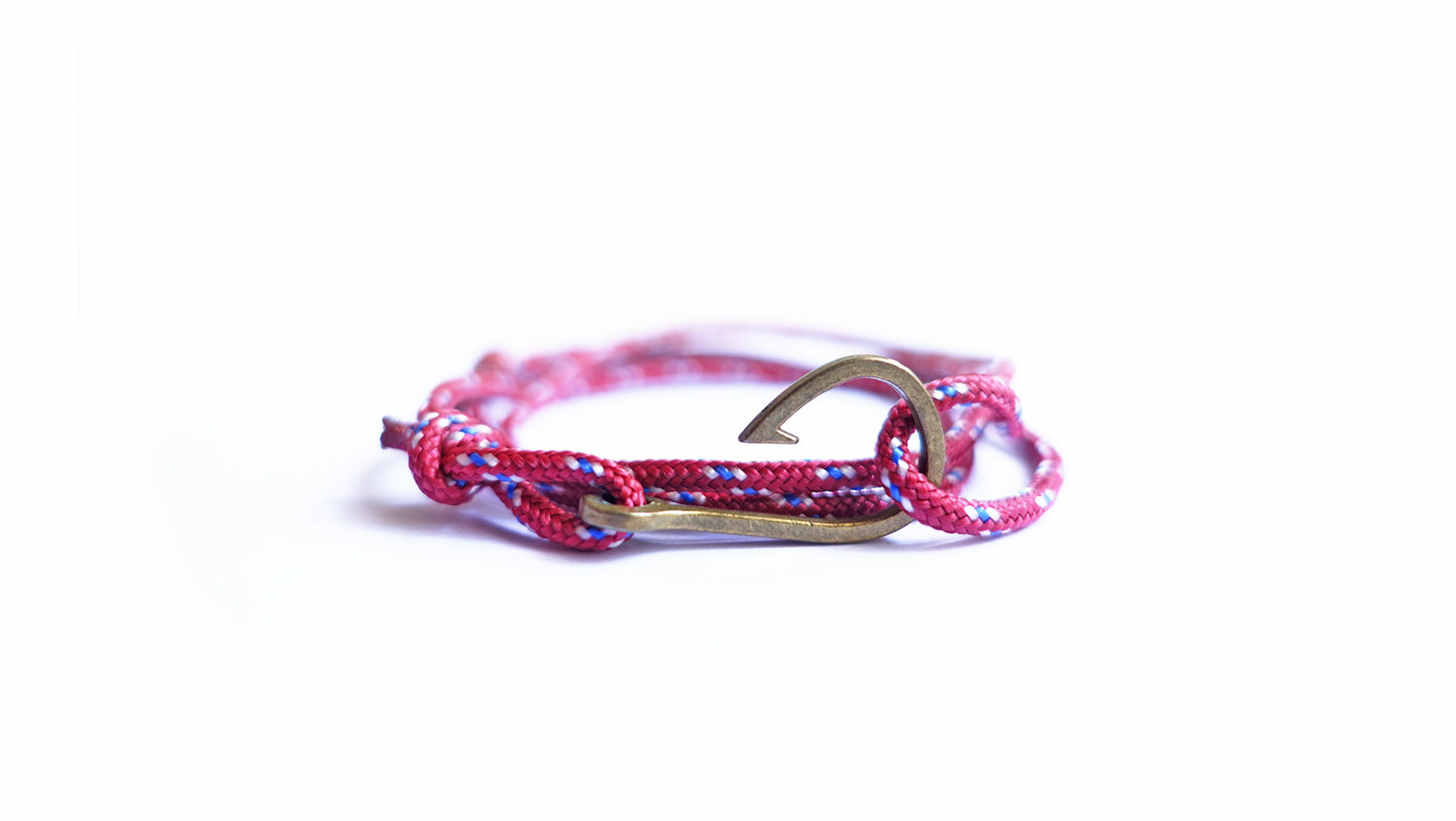 Mini Heather Rope Brass Fish Hook Bracelet